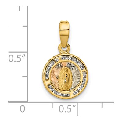 14K Yellow Gold CZ Our of Guadalupe Pendant – view 4