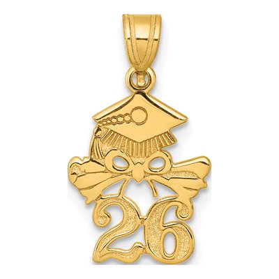 14K Yellow Gold Graduation Cap Diploma Charm