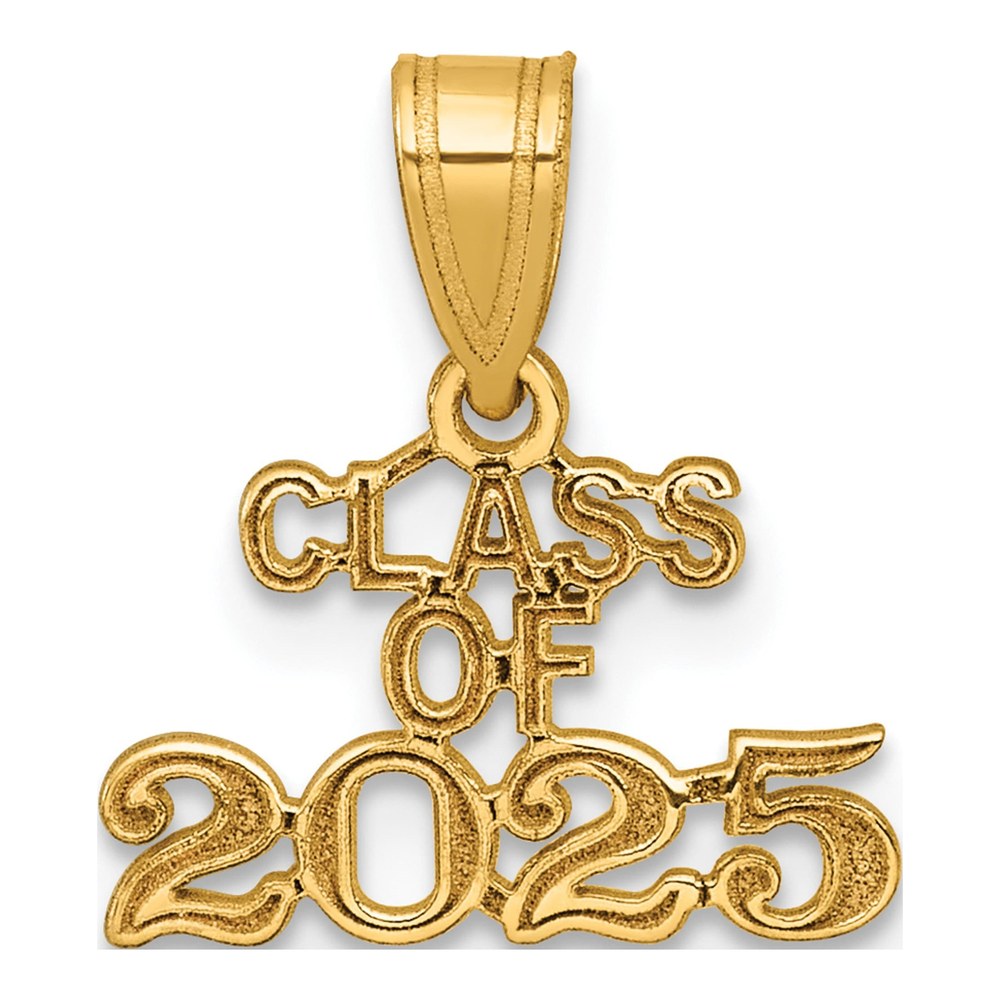 14K Polished Block Class Of 2025 Charm Pendant