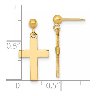 14K Yellow Gold Cross Dangle Earrings – view 5