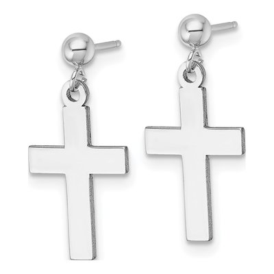 14K White Gold Cross Dangle Earrings – view 3