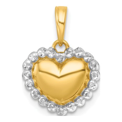 14K Yellow Gold Domed Heart Pendant