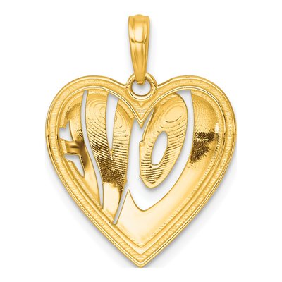 14K Yellow Gold LOVE Heart Cut-Out Pendant – view 4
