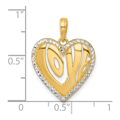 14K Yellow Gold LOVE Heart Cut-Out Pendant – view 5