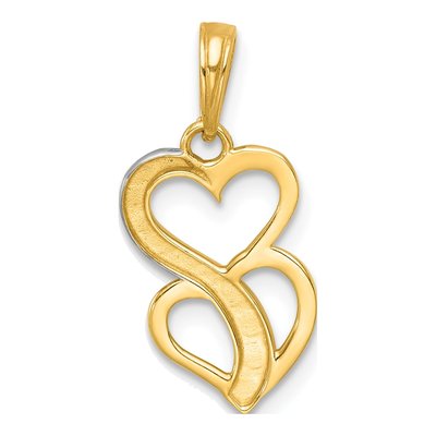 14K Yellow Gold Two Hearts Pendant – view 4