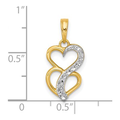 14K Yellow Gold Two Hearts Pendant – view 5