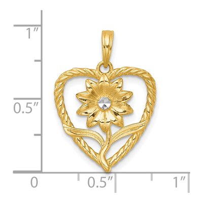 14K Yellow Gold Flower Twisted Heart Pendant – view 5