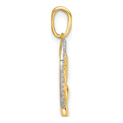 14K Yellow Gold Flower on Heart Pendant – view 3