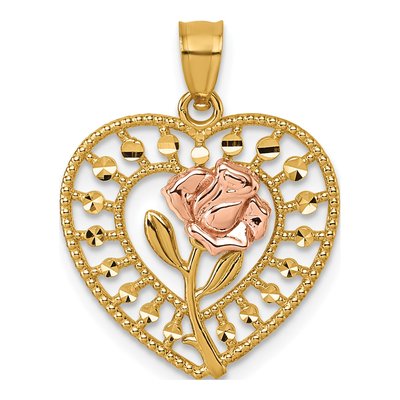 14K Two-Tone Gold Heart Pendant