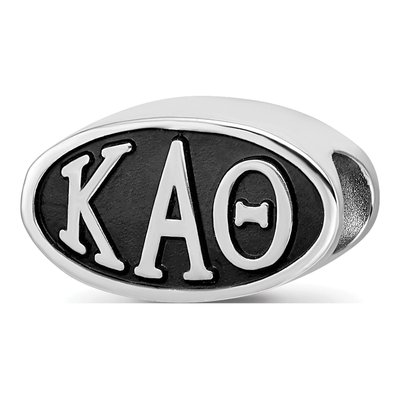 Kappa Alpha Theta Sterling Silver Sorority Greek Letters Enameled Oval Bead