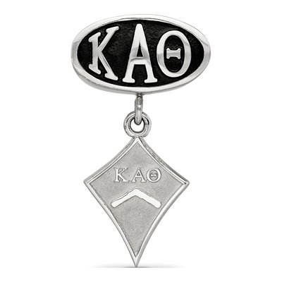 Kappa Alpha Theta Sterling Silver Sorority Greek Letters Enameled Oval Dangle Bead – view 4