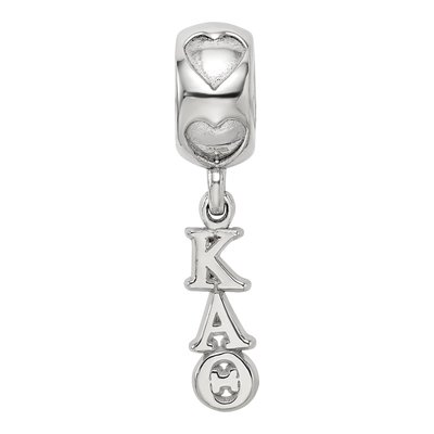 Kappa Alpha Theta Sterling Silver Rh-Plate Vertical Letters Heart Bead – view 4