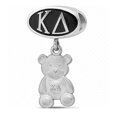 Kappa Delta Sterling Silver Sorority Greek Letters Enameled Oval Dangle Bead