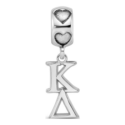 Kappa Delta Sterling Silver Vertical Letters on Hear Bead – view 4