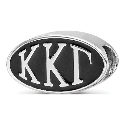 Kappa Kappa Gamma Sterling Silver Sorority Greek Letters Enameled Oval Bead