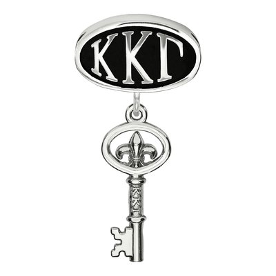 Kappa Kappa Gamma Sterling Silver Sorority Greek Letters Enameled Oval Dangle Bead – view 4