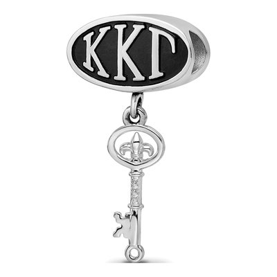 Kappa Kappa Gamma Sterling Silver Sorority Greek Letters Enameled Oval Dangle Bead