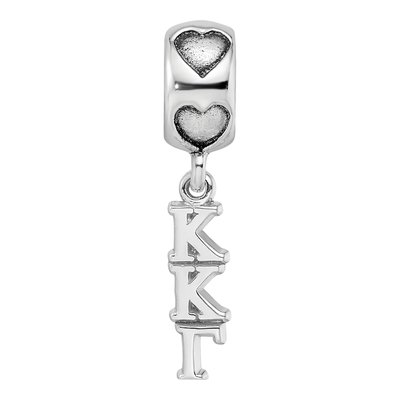 Kappa Kappa Gamma Sterling Silver Rh-Plate Vertical Bead – view 4