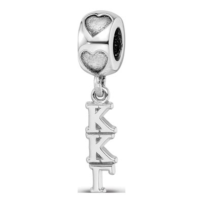 Kappa Kappa Gamma Sterling Silver Rh-Plate Vertical Bead