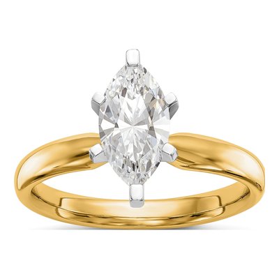 14K Two-Tone Gold Marquise Solitaire Ring Mounting