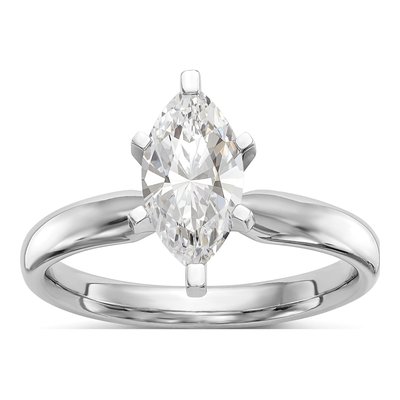 14K White Gold Marquise Solitaire Ring Mounting
