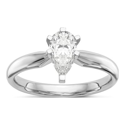 14K White Gold Pear Solitaire Ring Mounting