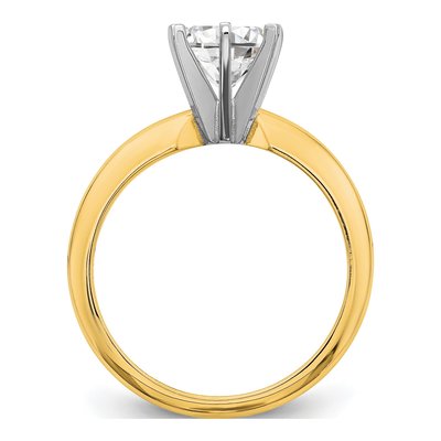 14K Two-Tone Gold Round Solitaire Ring Mounting – view 2