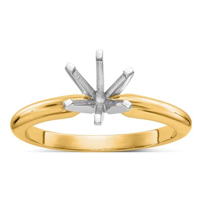 14K Two-Tone Gold Round Solitaire Ring Mounting – view 7
