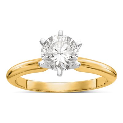 14K Two-Tone Gold Round Solitaire Ring Mounting