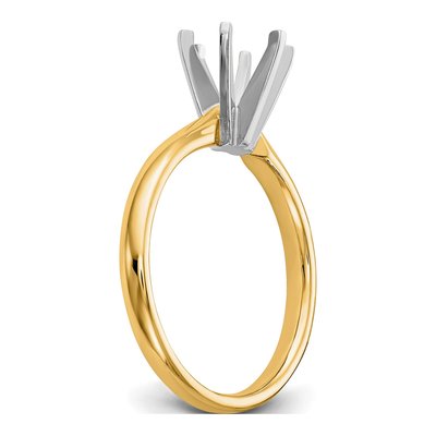 14K Two-Tone Gold 6-Prong Solitaire Ring Mounting – view 6