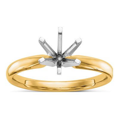 14K Two-Tone Gold 6-Prong Solitaire Ring Mounting – view 7