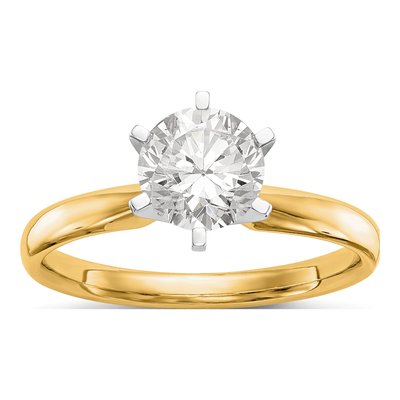 14K Two-Tone Gold 6-Prong Solitaire Ring Mounting