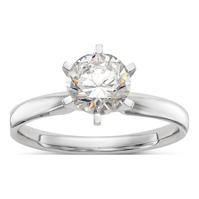 14K White Gold 6-Prong Solitaire Ring Mounting