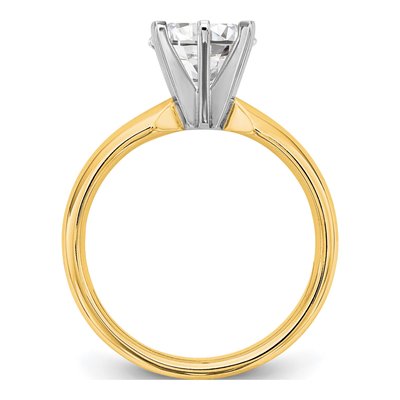 14K Two-Tone Gold Medium-Weight Comfort-Fit 6-Prong Round Solitaire Ring Mounting – view 2