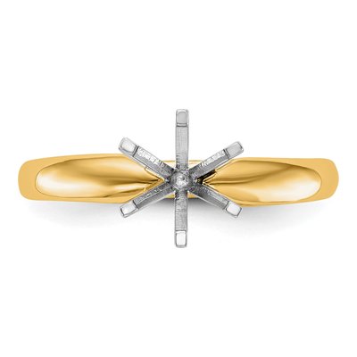 14K Two-Tone Gold Medium-Weight Comfort-Fit 6-Prong Round Solitaire Ring Mounting – view 4