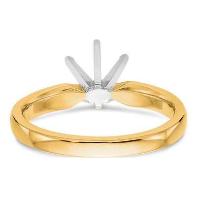 14K Two-Tone Gold Medium-Weight Comfort-Fit 6-Prong Round Solitaire Ring Mounting – view 5