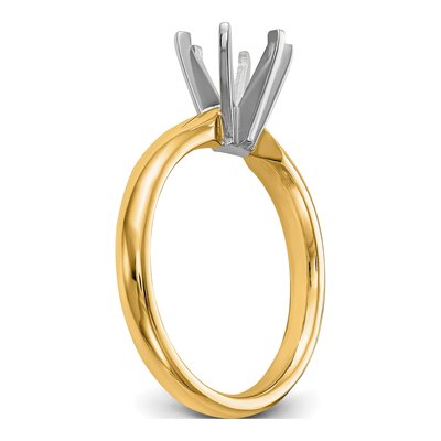 14K Two-Tone Gold Medium-Weight Comfort-Fit 6-Prong Round Solitaire Ring Mounting – view 6