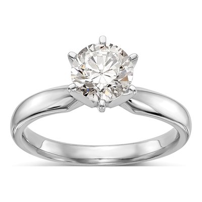 14K White Gold 6-Prong Solitaire Ring Mounting