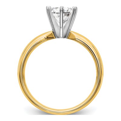 14K Two-Tone Gold Medium-Weight Low-Shoulder Comfort-Fit 6-Prong Round Solitaire Ring Mounting – view 3
