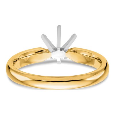 14K Two-Tone Gold Medium-Weight Low-Shoulder Comfort-Fit 6-Prong Round Solitaire Ring Mounting – view 6
