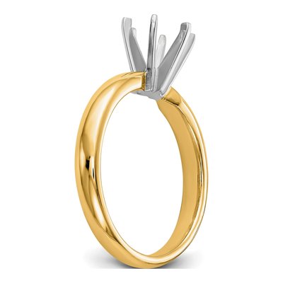 14K Two-Tone Gold Medium-Weight Low-Shoulder Comfort-Fit 6-Prong Round Solitaire Ring Mounting – view 7