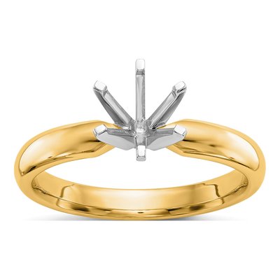 14K Two-Tone Gold Medium-Weight Low-Shoulder Comfort-Fit 6-Prong Round Solitaire Ring Mounting – view 8
