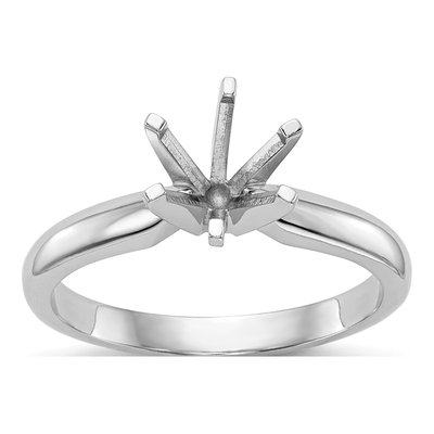 14K White Gold 6-Prong Round Ring Mounting – view 8