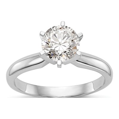 14K White Gold 6-Prong Round Ring Mounting