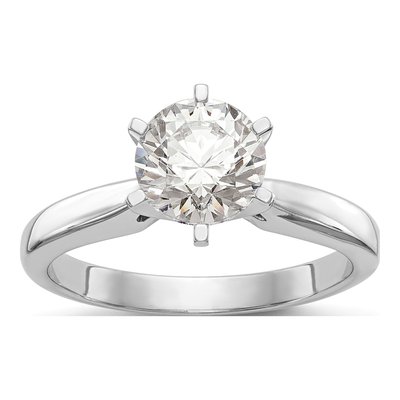 14K White Gold Solitaire Engagement Ring Mounting