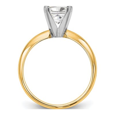 14K Two-Tone Gold Princess Solitaire Ring Mounting – view 2