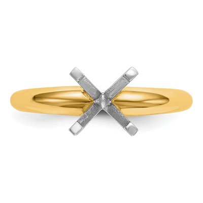 14K Two-Tone Gold Princess Solitaire Ring Mounting – view 4
