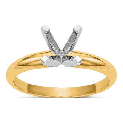 14K Two-Tone Gold Princess Solitaire Ring Mounting – view 7