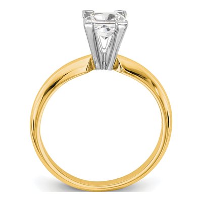 14K Two-Tone Gold Princess Solitaire Ring Mounting – view 2