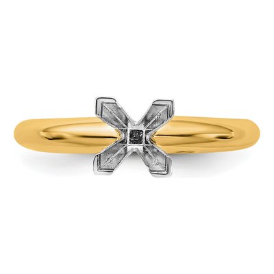 14K Two-Tone Gold Princess Solitaire Ring Mounting – view 4